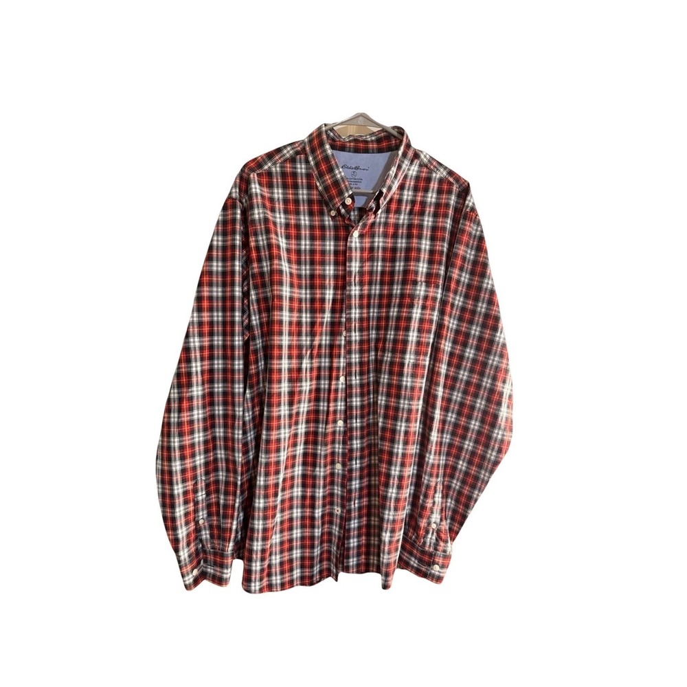 Eddie Bauer Mens XL Tall Vtg Button Down Plaid Shirt Long Sleeve Utility Trucker